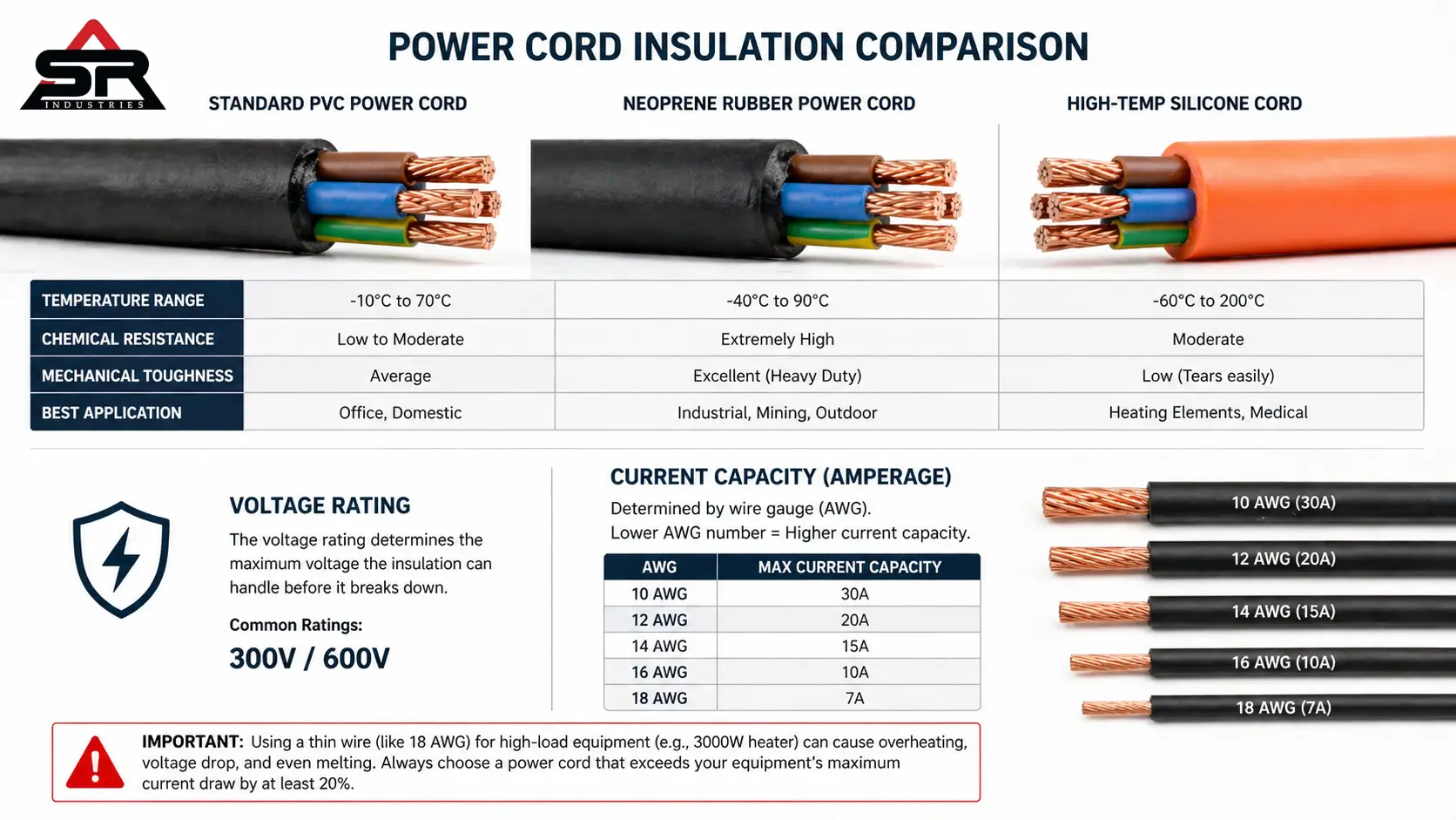 Power Code Insulation Comparison