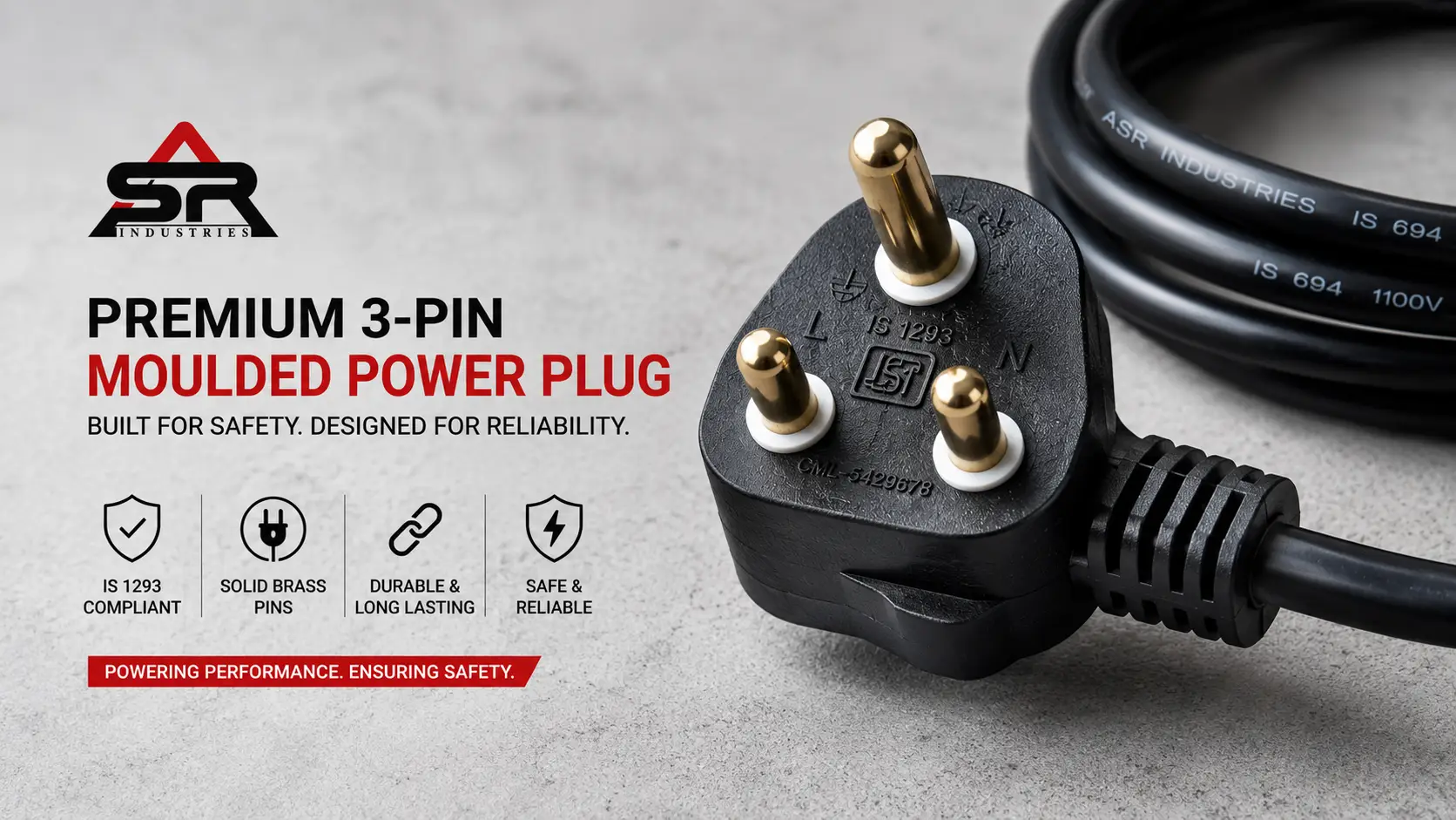 Premium 3-pin Moulded Power Plug